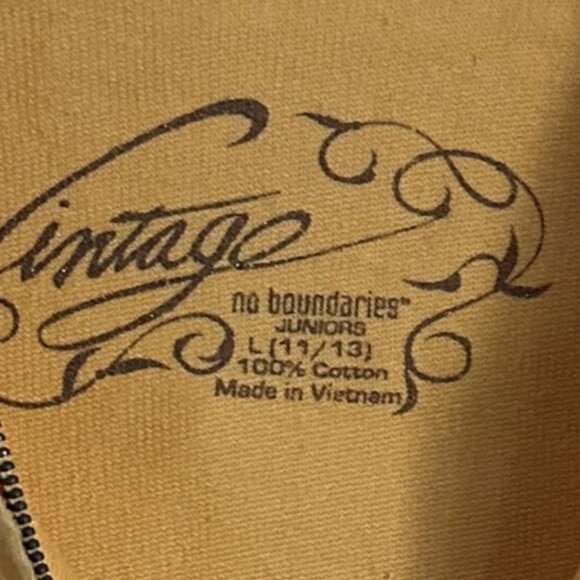 No Boundaries Hoodie Womens Juniors L Golden Pond Cropped Zip Floral Graphic Y2K - Picture 7 of 9